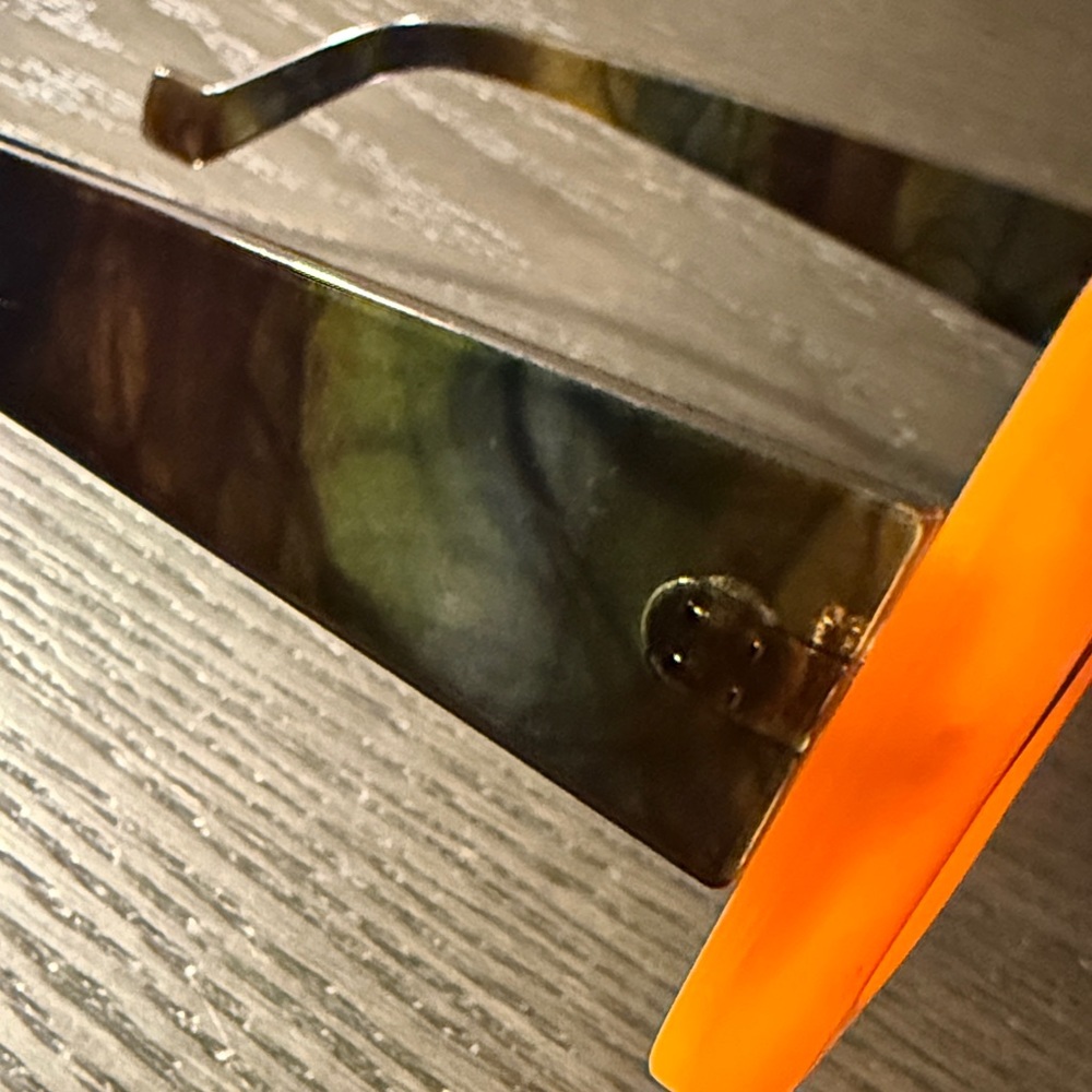 Bright Orange Frame Rectangular Sunglasses - image 3